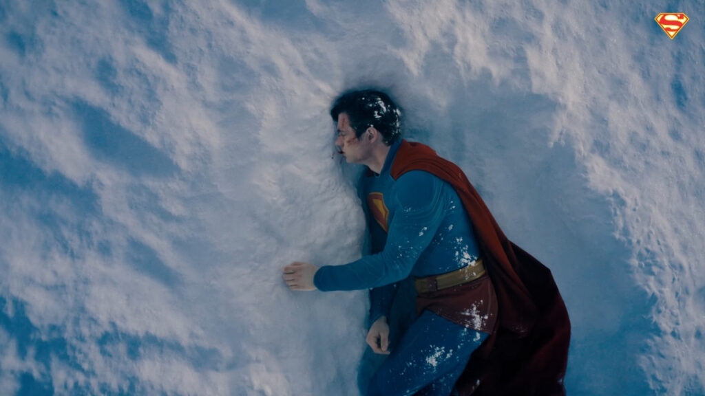 Superman lying on ice scene in movie