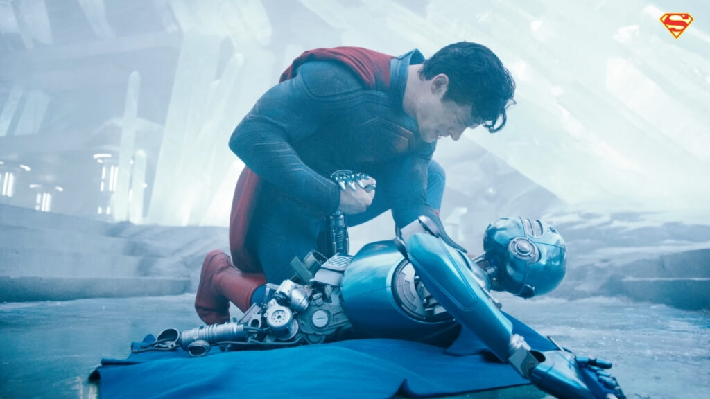 Superman fighting scene with robot